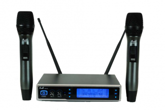 Двоен UHF микрофон MU218A със сменяема честота
