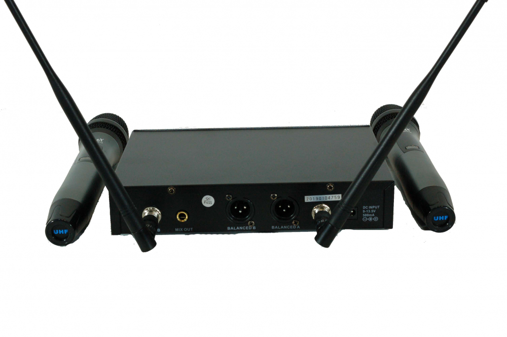 Двоен UHF микрофон MU218 CASE със сменяема честота